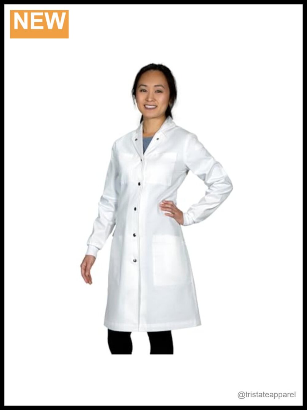 100% Cotton Lab Coat Women 6-Pocket Fitted Chemistry Long